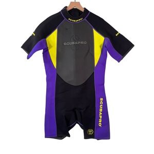 Scubapro 2.5mm TPF 24 Shorty Wetsuit Mens XL Black Purple Yellow Neoprene Diving